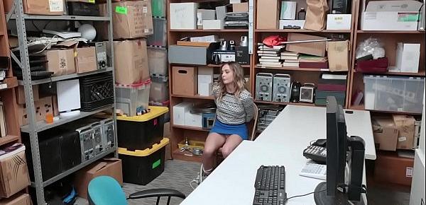  Slippery teen held by a security guard in his office